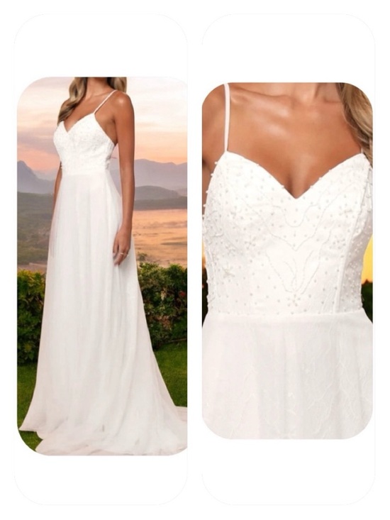 Lulus Dresses & Skirts - NWT Lulus XL white lace pearl beaded bodice wedding dress